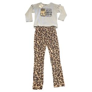 NWT 806 Girl 2 Piece Pumpkin Season Shirt and Legging Set, Size 9/10